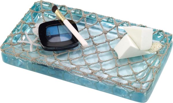 wholesale direct avanti linens - decorative tray, resin countertop organizer, beach inspired bathroom accessories (seaglass collection) bulk purchase at factory prices