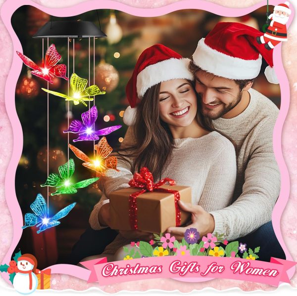 producer to buyer white elephant gifts women stocking stuffers christmas solar lights outdoor gifts for mom grandma wife, winzwon butterfly wind chimes waterproof for outside garden patio yard porch decorations discounted pricing