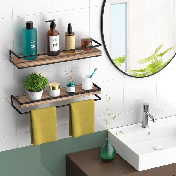 bulk purchase meangood floating shelves wall mounted set of 2, rustic wood wall storage shelves for bedroom,living room,bathroom, kitchen torched wood trade price