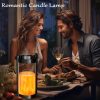 custom wholesale vintage lantern glass retro lantern led flickering flameless candle battery powered camping lamp hemp rope hanging lanterns non-solar light 2 pack oem/odm services