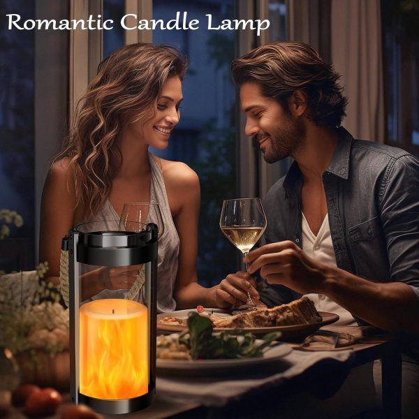 custom wholesale vintage lantern glass retro lantern led flickering flameless candle battery powered camping lamp hemp rope hanging lanterns non-solar light 2 pack oem/odm services