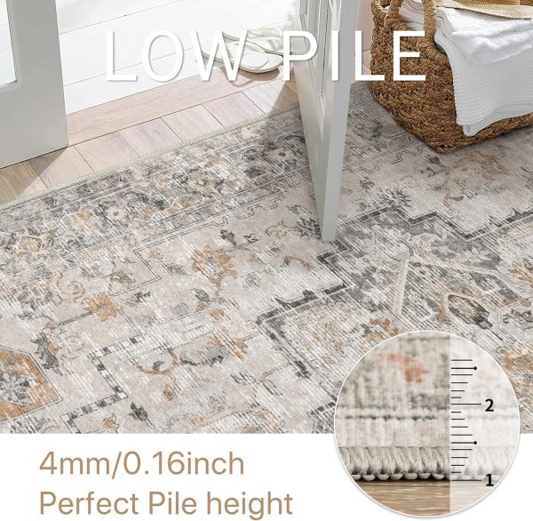 global sourcing genimo area rug 2x3 doormat, machine washable low pile rugs, small retro chenille entryway mat for entrance, hallway, kitchen and corridor, light taupe brown oem/odm services