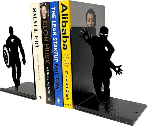 supplier direct superhero bookends | decorative bookends for shelves | non-skid book holders for shelves, table | unique home/office decor | heavy bookends| metal book ends| 7x5.5x4 inches each wholesale prices