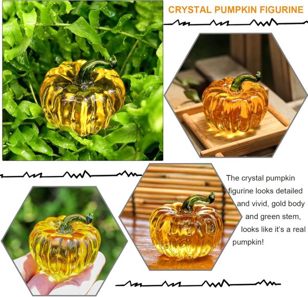 dropship from factory longwin mini crystal pumpkin collectible figurines glass pumpkin figurine paperweight tabletop decorative ornaments for fall harvest thanksgiving halloween home decor ornaments mass production supply