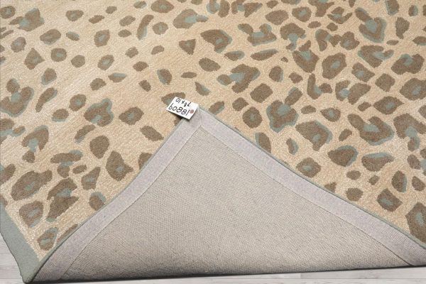 manufacturer direct 7'8''x10' modern leopard print tan wool and bamboo silk oriental rug multi sizes hand tufted for living room, bedroom, dining room, kitchen, hallway carpet trade price