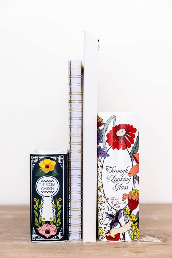 oem/odm services steel mill & co original book-shaped decorative vase, ceramic vases for home decor, cute bookshelf decor, unique vase for book lovers (small - secret garden) affordable bulk deals