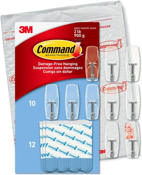competitive pricing command medium clear wire toggle hooks,10 hooks and 12 command strips, damage free hanging wall hooks with adhesive strips, adhesive hooks for hanging christmas decorations, holds up to 2 lb one-stop wholesale