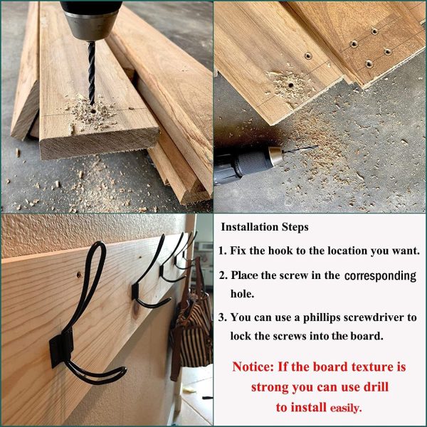 competitive pricing rustic entryway hooks-12 pack farmhouse hooks with metal screws included, black decorative wall mounted rustic coat hooks rack, double vintage organizer hanging wire hook clothes hanger one-stop wholesale