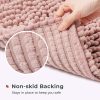 global sourcing freshmint chenille bathroom rugs mat 24"x17", non-slip bath mat for bathroom floor & bathtub, washable soft shower shag bath rugs, fluffy thick water absorbent microfiber shower mat, dusty pink oem/odm services