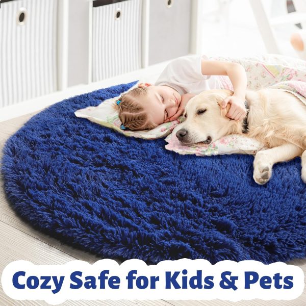 global sourcing navy blue rug for bedroom,fluffy circle rug 4'x4' for kids room,furry carpet for teen's room,shaggy circular rug for nursery room,fuzzy plush rug for dorm,indigo carpet,cute room decor for baby oem/odm services