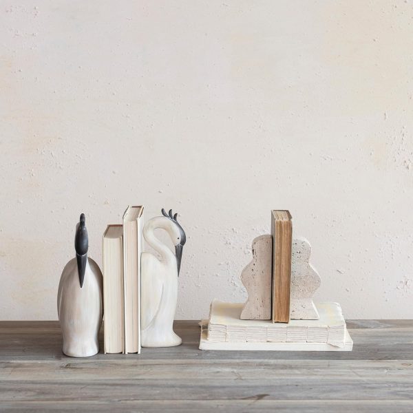 supplier direct creative co-op decorative travertine wave bookends, natural, set of 2 wholesale prices