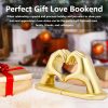 supplier direct book ends heart design, gold bookends for shelves, non-skid book end, heavy duty resin book stopper for books, decorative holder 10.43 x 3.93 x 5.51’’, gold wholesale prices
