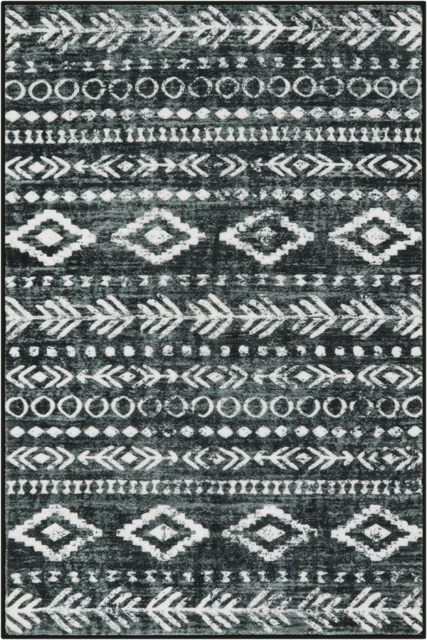 global sourcing lahome boho moroccan throw rug,washable black white 2x3 entryway rug non slip,low-pile soft bath mat rustic tribal kitchen farmhouse rugs for entry front door (2x3ft) oem/odm services