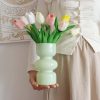 oem/odm services jspyfits glass hydroponic flower vase, 7 inches colored glass bubble vase for flower, three-layer glass funky vase for home/office/weddings/party table flower decor (milky green) affordable bulk deals