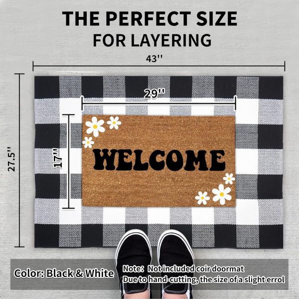 global sourcing buffalo plaid area rug - 27.5x43 inches, black and white checkered, washable cotton, ideal for front porch, kitchen, entryway, patio, bathroom oem/odm services