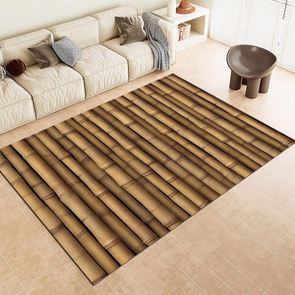 manufacturer direct retro area rug brown bamboo raft 4x6ft non-slip carpet, printed pattern carpet for living dining room dorm room bedroom home décor washable rugs trade price