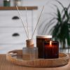 wholesale direct acacia wood serving tray with handles - 17"x13" round, decorative ottoman tray for living room, coffee table, breakfast in bed, candle display bulk purchase at factory prices