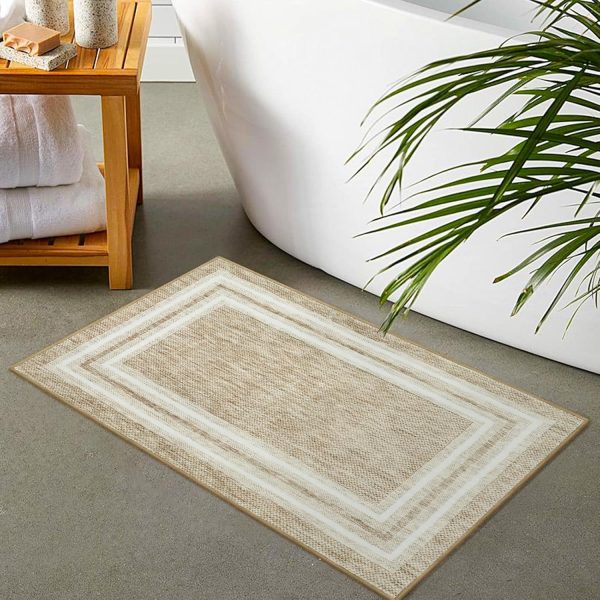 global sourcing ojia modern bordered kitchen rugs non slip washable, 2'x3' entryway rug thin soft small area rug indoor door mat non-shedding throw carpet bathroom rugs for bedside bedroom oem/odm services