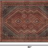 manufacturer direct ruggable kaden washable rug - perfect vintage area rug for living room bedroom kitchen - pet & child friendly - stain & water resistant - amber red 3'x5' (standard pad) trade price