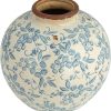 oem/odm services creative co-op df2720 8" h terracotta floral transferware pattern & crackle finish vase, blue affordable bulk deals