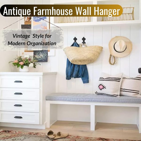 competitive pricing rustic wall hooks heavy duty: black cast iron hooks for bags, coat, towels and hat, farmhouse decorative antique wall hooks one-stop wholesale