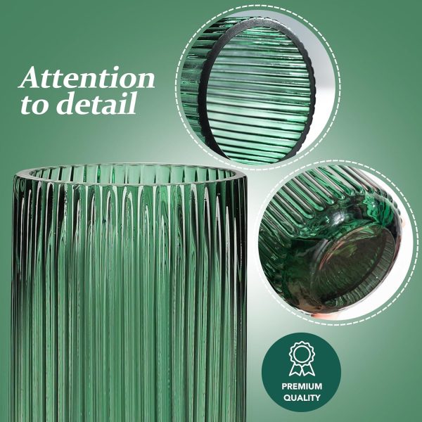 oem/odm services flower vase 7.6 inch green thickened glass vase for lego flowers,bookshelf,dinner table,office desktop,meeting room,bathroom,countertop,home christmas day decoration affordable bulk deals