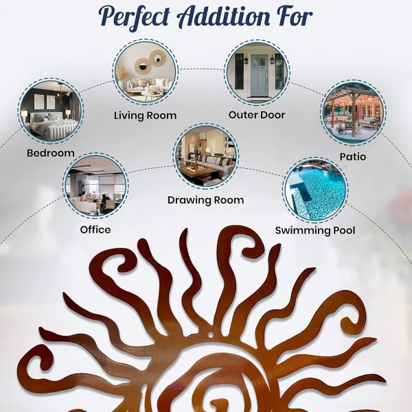 bulk purchase wacky sun metal wall art indoor/outdoor decor - 12" copper rust proof wall sculpture - made in usa - ideal for bedroom, garden, home, patio and farmhouse trade price