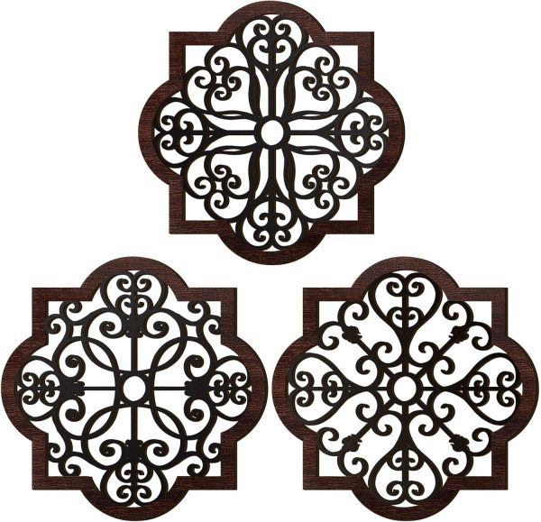bulk purchase 3 pack rustic wood wall decor modern farmhouse geometric decor wall art farmhouse hanging decoration for living room bedroom home indoor outdoor office, 12 x 12 inch, brown trade price