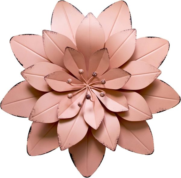 factory direct giftme 5 dusty light pink floral metal wall art decor(11.5x2 inch，1pc) volume discount