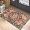 global sourcing washable area rug, 2x3 small entryway rug non-slip boho vintage rug with rubber backing, low pile faux wool soft distressed rug floor carpet for indoor door mat, kitchen, laundry bathroom oem/odm services