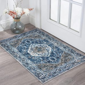 global sourcing kozyfly small area rug 2x3 ft rugs for entryway washable boho entry rug non slip door mat indoor entrance blue printed faux wool vintage printed kitchen rug throw rugs for entrance kitchen bathroom oem/odm services