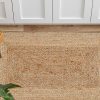 manufacturer direct jute braided natural rug 2’x3' -natural linen colour, hand woven & reversible for living room kitchen entryway rug, jute burlap braided rag rug 24x36 inch, farmhouse rag rug, rustic rug trade price