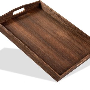 wholesale direct wooden serving tray-one piece set of rectangular shape wood coffee table with cut out handles,kitchen trays for party,serving pastries,eating,snacks,mini bars bulk purchase at factory prices