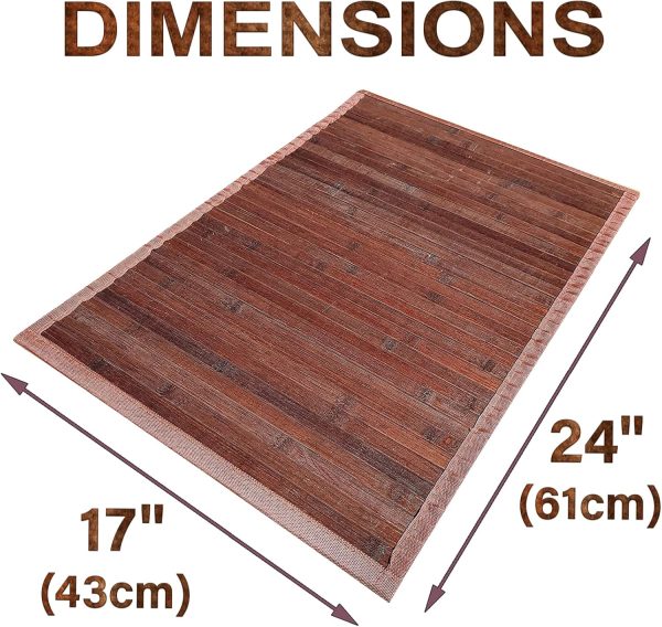 manufacturer direct queensell bamboo rug – bamboo bathroom accessories area rug – bamboo bath mat – bathroom rugs – bamboo runner small rug 17" x 24" dark brown trade price
