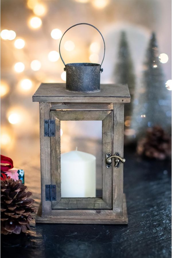 custom wholesale stonebriar sb-5174a decorative 11" wooden candle lantern, medium, brown oem/odm services