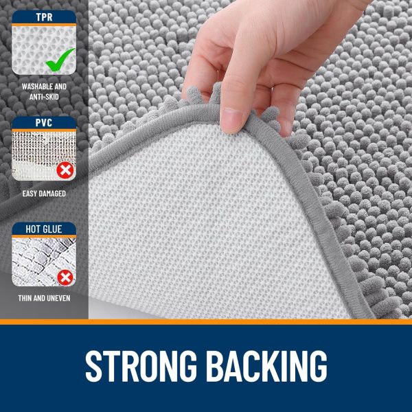 global sourcing olanly toilet rugs u-shaped 24x20, extra soft absorbent chenille contour bathroom rugs for toilet, dry quickly, machine washable, non-slip toilet bath mat, grey oem/odm services