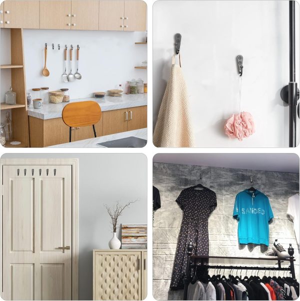 competitive pricing 15 pcs black wall mounted coat hooks, hanger hook with 30 pieces screws for towel, key, robe, scarf, bag, cap, coffee cup, mugs one-stop wholesale
