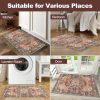 global sourcing washable area rug, 2x3 small entryway rug non-slip boho vintage rug with rubber backing, low pile faux wool soft distressed rug floor carpet for indoor door mat, kitchen, laundry bathroom oem/odm services