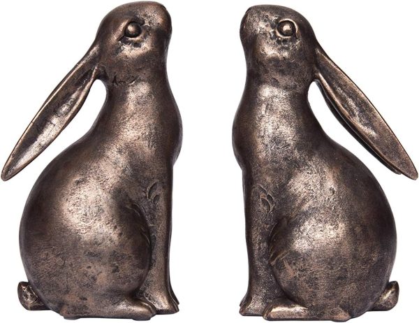 supplier direct creative co-op decorative resin rabbit bookends, bronze, set of 2 wholesale prices