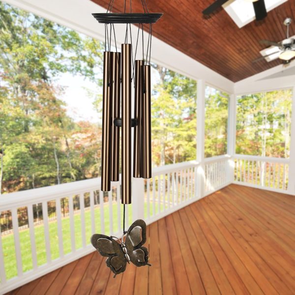 producer to buyer woodstock wind chimes my butterfly chime, bronze aluminum tubes, small 21-inch, light airy sound wind chime for outdoor decor for garden discounted pricing