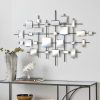 factory direct deco 79 metal geometric home wall decor wall sculpture with square mirrored accents, wall art 28" x 1" x 44", black volume discount