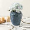 oem/odm services blue ceramic vase for home decor,7.8 inch flower vase，decorative blue vase for pampas grass，modern art texture vase for home entryway living room dining table farmhouse office decor-blue affordable bulk deals