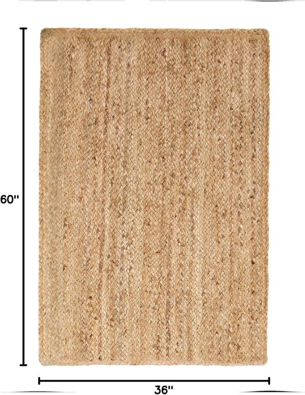 manufacturer direct superior hand woven natural fiber reversible high traffic resistant braided jute area rug, 3' x 5' trade price