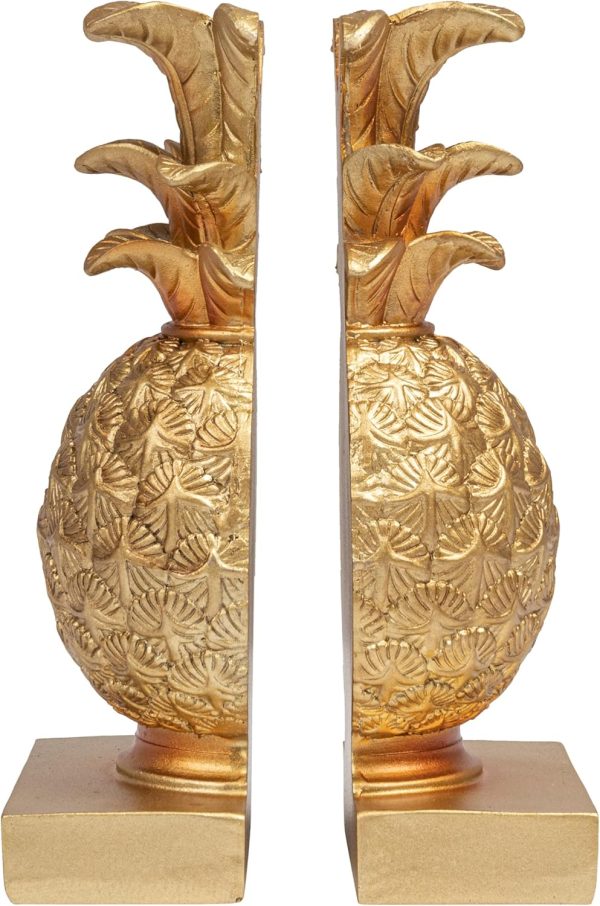 supplier direct creative co-op pineapple shaped gold resin bookends (set of 2 pieces) wholesale prices
