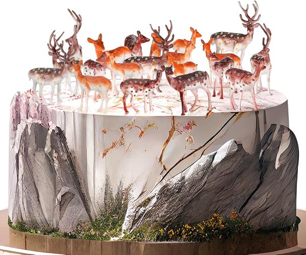 dropship from factory soaoo 60 pcs small deer toys figurines deer cake toppers mini forest animals figures christmas woodland creatures animal plastic woodland cake decorations for birthday wedding party mass production supply