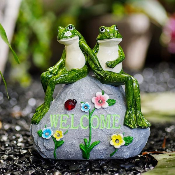 dropship from factory nacome solar garden outdoor statues frog with succulent and 7 led lights - lawn decor figurine for patio, balcony, yard ornament - unique housewarming gifts mass production supply