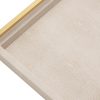 wholesale direct wv 17.8 * 11.8 “ ivory shagreen large serving tray, faux leather home decorative tray, coffee table ottoman tray with brushed gold stainless steel handle （ivory bulk purchase at factory prices