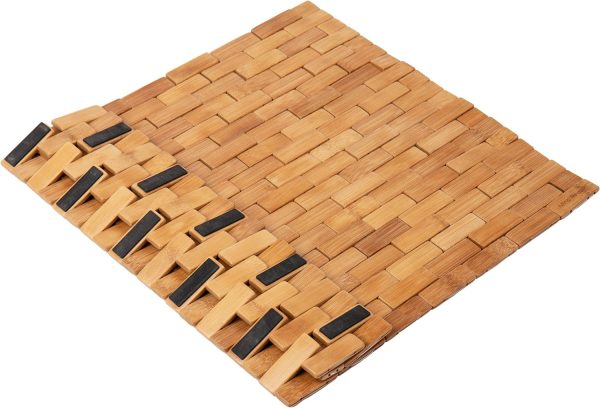 manufacturer direct mind reader bath mat, shower mat, bathtub mat, bathroom accessory, wood, rayon from bamboo, 23.5"l x 16.5"w x 0.4"h, brown trade price