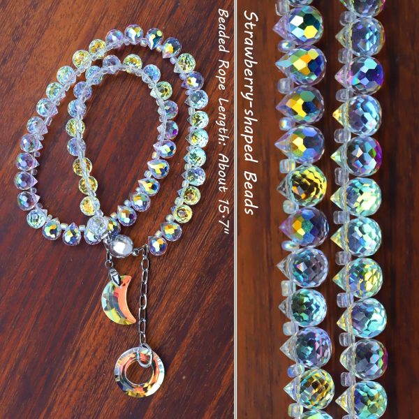 bulk purchase magnetic curtain tiebacks, 2 pack crystal beaded sun & moon pendants curtain sheer/drapery holdbacks, beaded curtain ties for window home decor (crystal ab) factory discount