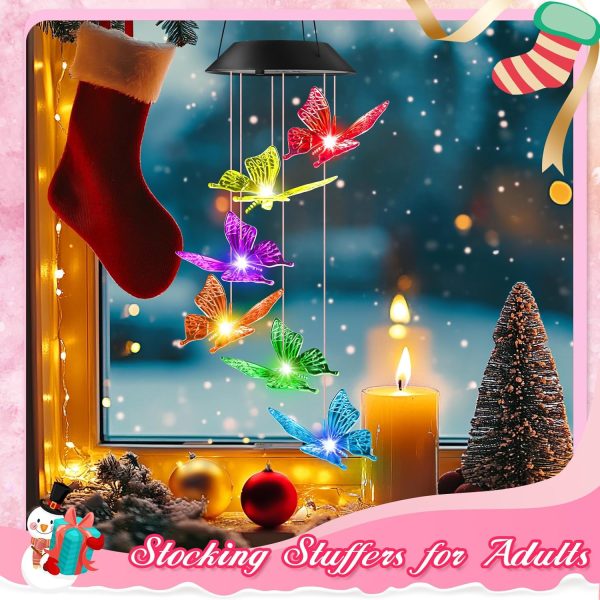 producer to buyer white elephant gifts women stocking stuffers christmas solar lights outdoor gifts for mom grandma wife, winzwon butterfly wind chimes waterproof for outside garden patio yard porch decorations discounted pricing